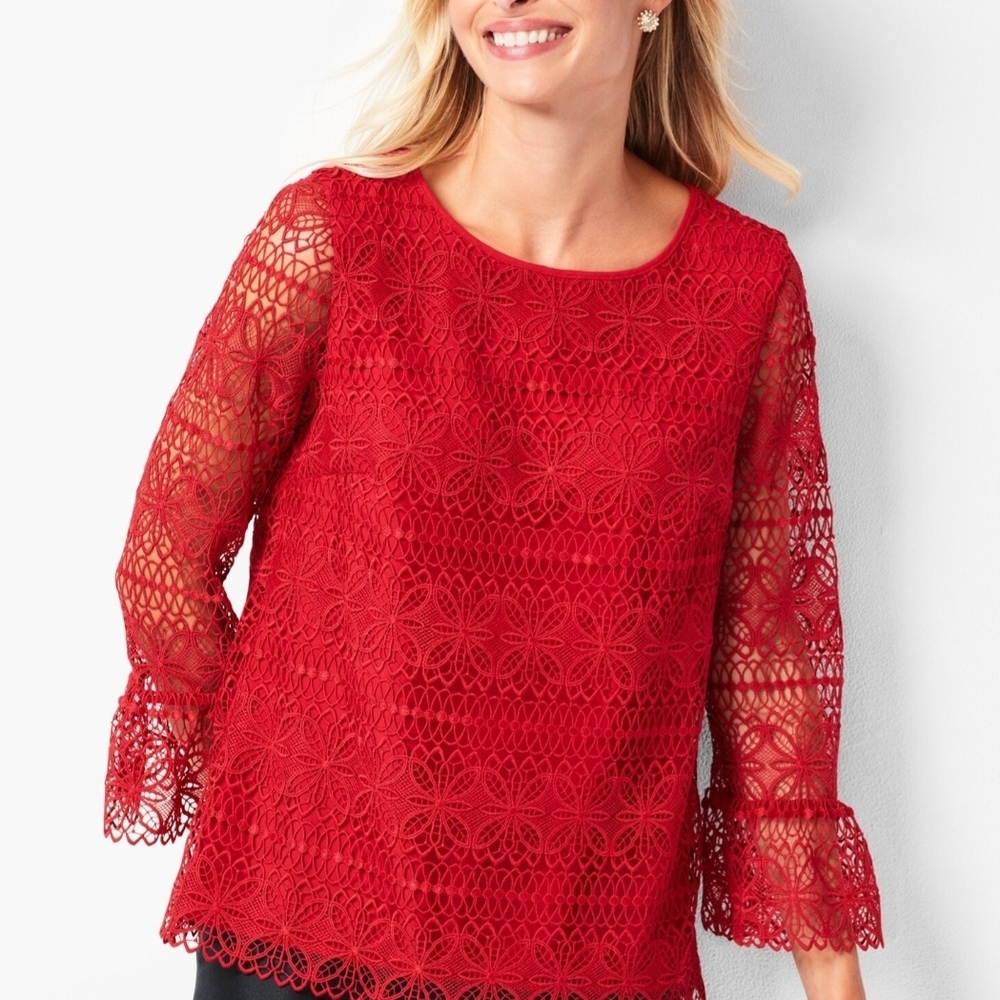 Talbots Women's Red Lace Top